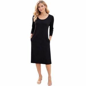 Duluth Trading Womens Size L Dress Black Ponte Pro Long Sleeve Stretch Sheath